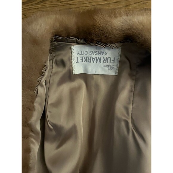 Vintage light brown Mink & Leather Coat Jacket Genuine Fur sz M - Picture 11 of 12